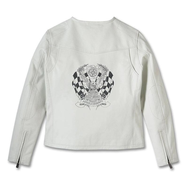 Chaqueta de cuero blanca Harley-Davidson 120th Anniversary Edition - Para mujer