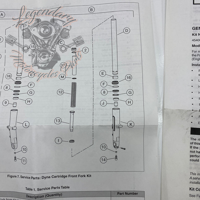 Kit de horquilla de cartucho único Premium Ride OEM 45400058